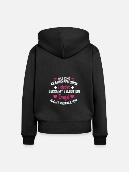 Lustiges Krankenschwester Pflegerin Geschenk - Frauen Premium Bio Zip Hoodie - Schwarz