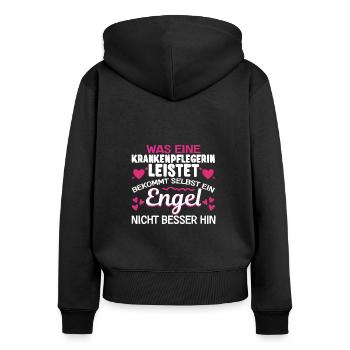 Krankenpflegerin Krankenpflege Krankenschwester - Frauen Premium Bio Zip Hoodie - Schwarz - Hinten - Julia (174cm)
