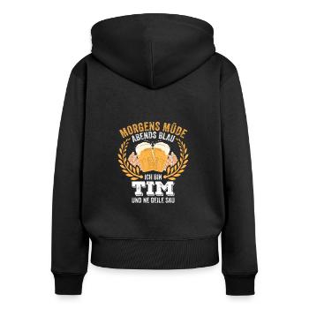 Tim Vorname Name Geburtstag Bier saufen - Frauen Premium Bio Zip Hoodie - Schwarz - Hinten - Julia (174cm)