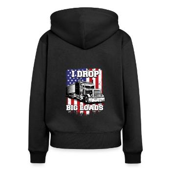 Je laisse tomber de gros chargements Chauffeur de camion longue distance - Sweat à capuche zippé Premium bio Femme - noir - Dos - Julia (174cm)