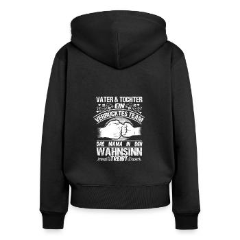 Vater und Tochter Partnerlook Papa Vatertag - Frauen Premium Bio Zip Hoodie - Schwarz - Hinten - Julia (174cm)