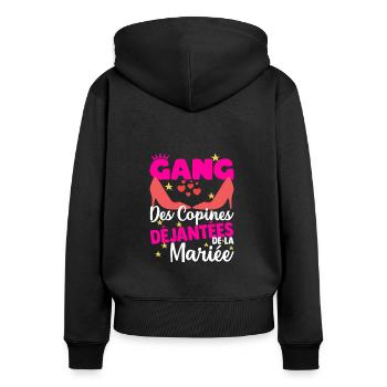 Gang Copines EVJF Enterrement Vie De Jeune Fille - Sweat à capuche zippé Premium bio Femme - noir - Dos - Julia (174cm)