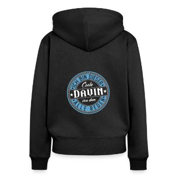 Davin Geschenkidee Geschenk Geburtstag - Frauen Premium Bio Zip Hoodie - Schwarz - Hinten - Julia (174cm)