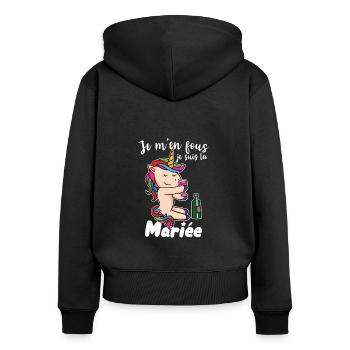 La Future Mariée Humour EVJF Licorne Apéro Fête - Sweat à capuche zippé Premium bio Femme - noir - Dos - Julia (174cm)