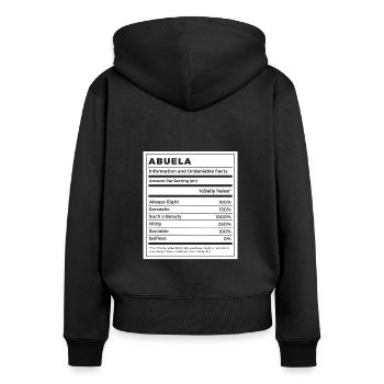 Lustige Abuela Nährwerte - Frauen Premium Bio Zip Hoodie - Schwarz - Hinten - Julia (174cm)