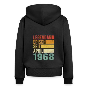 Legendär seit April 1968 - Frauen Premium Bio Zip Hoodie - Schwarz - Hinten - Julia (174cm)