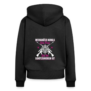 Sportschützin Schützenverein - Frauen Premium Bio Zip Hoodie - Schwarz - Hinten - Julia (174cm)
