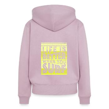 Surfer Quote Funny - Women's Premium Organic Zip Hoodie - dusky pink - Back - Julia (174cm)