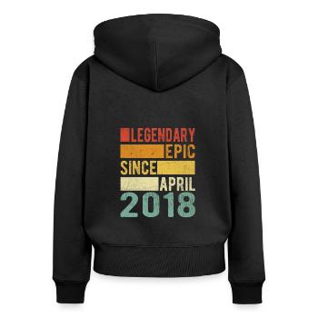 Anniversaire avril 2018 Épopée légendaire - Sweat à capuche zippé Premium bio Femme - noir - Dos - Julia (174cm)