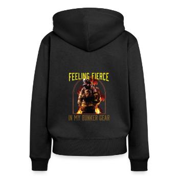 Se sentir féroce dans mon Bunker Gear Fireman - Sweat à capuche zippé Premium bio Femme - noir - Dos - Julia (174cm)