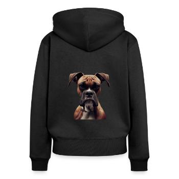 Boxer Hundebesitzer Hund Hunde Hunderasse Boxer - Frauen Premium Bio Zip Hoodie - Schwarz - Hinten - Julia (174cm)