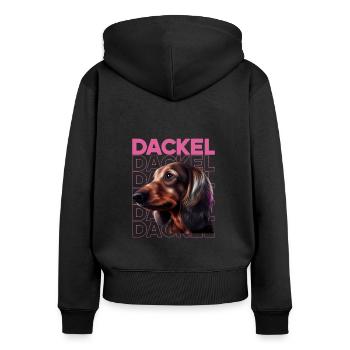 Rauhaardackel Dachshund Hund Hunde Welpe Dackel - Frauen Premium Bio Zip Hoodie - Schwarz - Hinten - Julia (174cm)