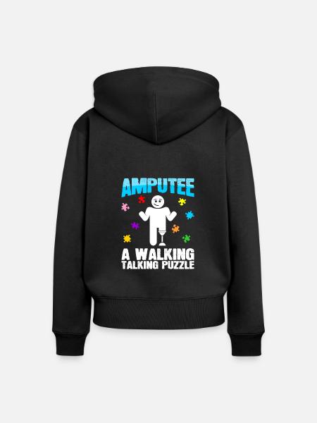 Amputierter Gehender Sprechender - Frauen Premium Bio Zip Hoodie - Schwarz