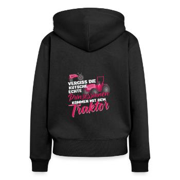 Bäuerin Landwirtin Vergiss die Kutsche - Frauen Premium Bio Zip Hoodie - Schwarz - Hinten - Julia (174cm)