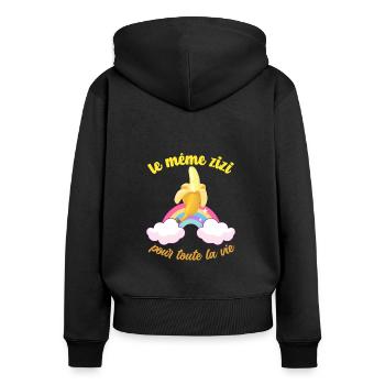 evjf humour accessoire zizi future mariée mariage - Sweat à capuche zippé Premium bio Femme - noir - Dos - Julia (174cm)