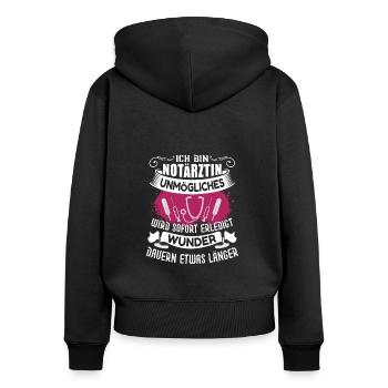 Notärztin Rettungsdienst Sanitäterin - Frauen Premium Bio Zip Hoodie - Schwarz - Hinten - Julia (174cm)