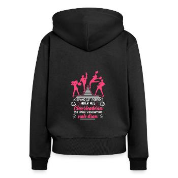 Cheerleading Cheerleaderin Niemand ist perfekt - Frauen Premium Bio Zip Hoodie - Schwarz - Hinten - Julia (174cm)