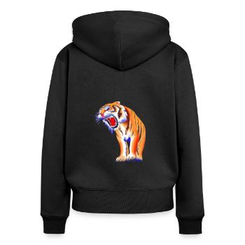 Tigre à dents de sabre dangereux - Sweat à capuche zippé Premium bio Femme - noir - Dos - Julia (174cm)