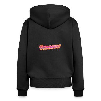 Hannoveranerin Hannoveraner Hannover - Frauen Premium Bio Zip Hoodie - Schwarz - Hinten - Julia (174cm)