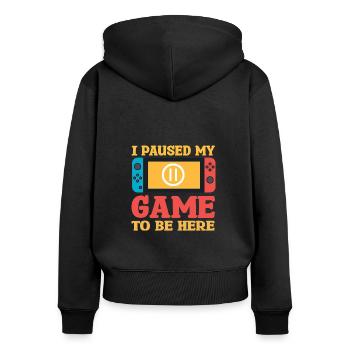 Gamer Geschenk Gaming Spruch für Zocker - Frauen Premium Bio Zip Hoodie - Schwarz - Hinten - Julia (174cm)