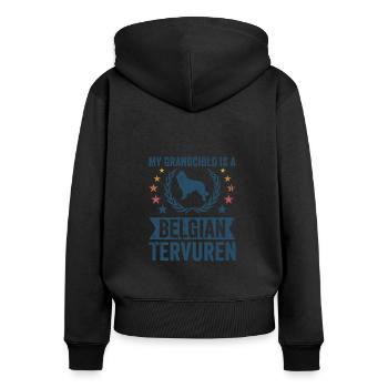 My grandchild is a Belgian Tervuren - Women's Premium Organic Zip Hoodie - black - Back - Julia (174cm)