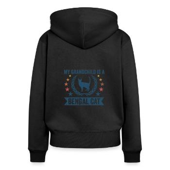 Mein Enkelkind Ist Eine Bengalkatze - Frauen Premium Bio Zip Hoodie - Schwarz - Hinten - Julia (174cm)