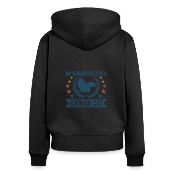 Mein Enkelkind Ist Eine Birman -Katze - Frauen Premium Bio Zip Hoodie - Schwarz - Hinten - Julia (174cm)