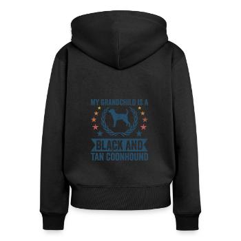 Mein Enkelkind Ist Ein Schwarzer Taner Coonhound - Frauen Premium Bio Zip Hoodie - Schwarz - Hinten - Julia (174cm)