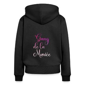 gang de la mariée evjf enterrement vie jeune fille - Sweat à capuche zippé Premium bio Femme - noir - Dos - Julia (174cm)