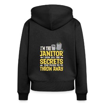 Putzfrau Spruch Reinigungskraft Putzfee - Frauen Premium Bio Zip Hoodie - Schwarz - Hinten - Julia (174cm)