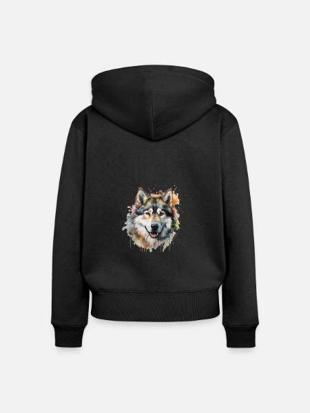 Alaskan Malamute - Frauen Premium Bio Zip Hoodie - Schwarz