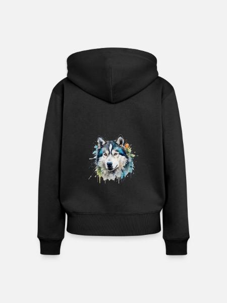 Alaskan Malamute - Frauen Premium Bio Zip Hoodie - Schwarz