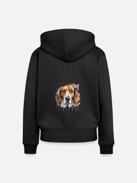 American Foxhound - Frauen Premium Bio Zip Hoodie - Schwarz