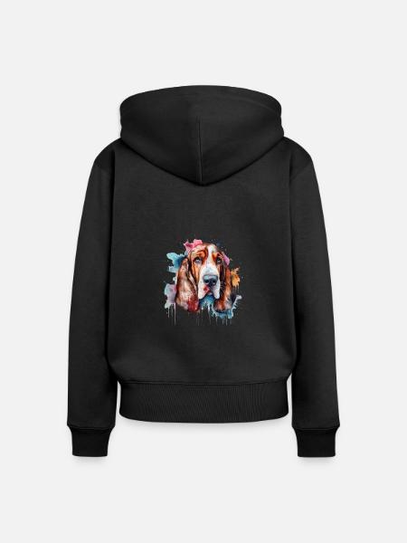 Basset Hound - Frauen Premium Bio Zip Hoodie - Schwarz