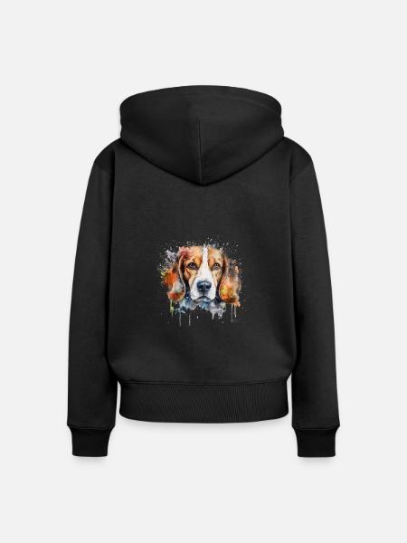 Beagle - Frauen Premium Bio Zip Hoodie - Schwarz