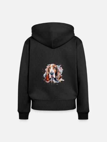 Basset Hound - Frauen Premium Bio Zip Hoodie - Schwarz