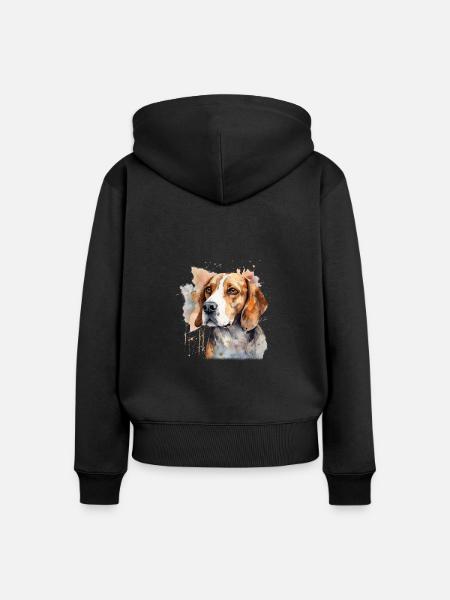 Beagle - Frauen Premium Bio Zip Hoodie - Schwarz