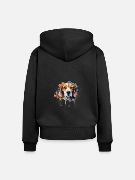 Beagle - Frauen Premium Bio Zip Hoodie - Schwarz