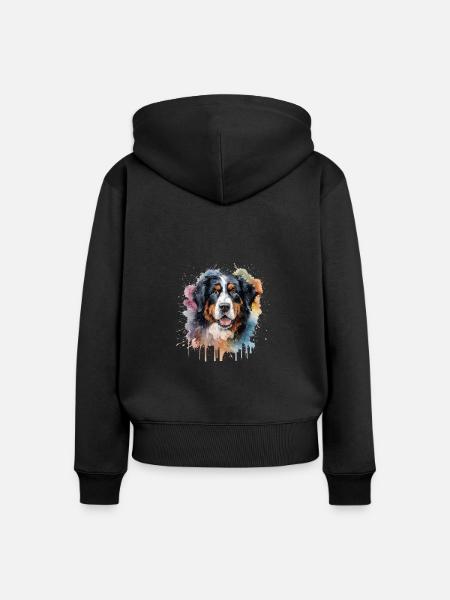Bernese Mountain Dog - Frauen Premium Bio Zip Hoodie - Schwarz