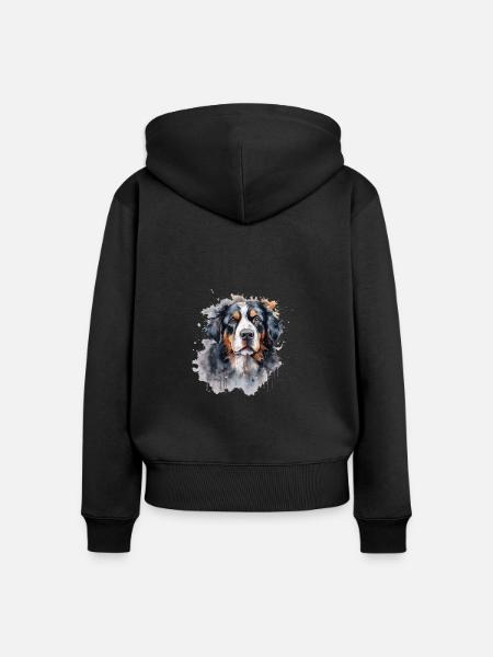 Bernese Mountain Dog - Frauen Premium Bio Zip Hoodie - Schwarz