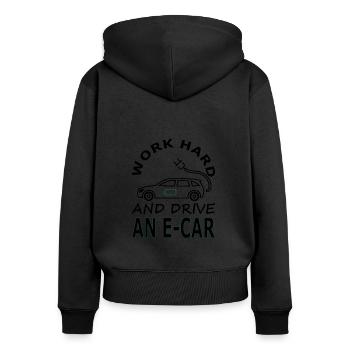 E-car driving e-car driver saying gift idea - Women's Premium Organic Zip Hoodie - black - Back - Julia (174cm)
