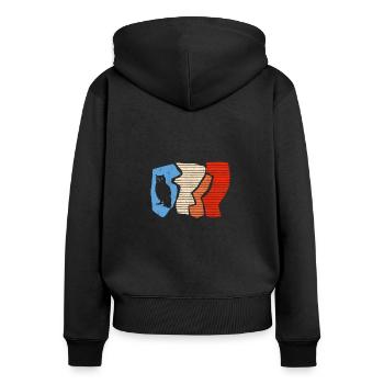 Silhouette Retro Birds Of Prey Vintage Owl Enthusi - Frauen Premium Bio Zip Hoodie - Schwarz - Hinten - Julia (174cm)