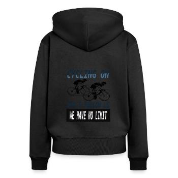 Cycling Radrennen Radsport Rennrad Geschenkidee - Frauen Premium Bio Zip Hoodie - Schwarz - Hinten - Julia (174cm)