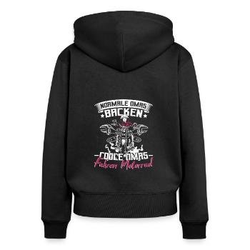 Motorradfahrerin Bikerin Rentnerin - Frauen Premium Bio Zip Hoodie - Schwarz - Hinten - Julia (174cm)