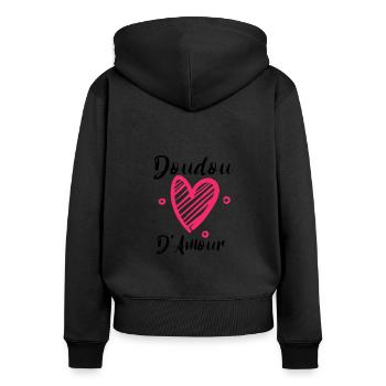 Doudou D Amour Cadeaux St Valentin - Sweat à capuche zippé Premium bio Femme - noir - Dos - Julia (174cm)