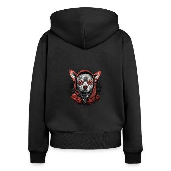 Chihuahua | Chien Cool | Rap | Hip-Hop | Gangster - Sweat à capuche zippé Premium bio Femme - noir - Dos - Julia (174cm)