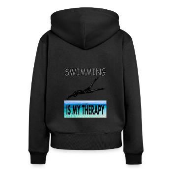 schwimmen Schwimmer Spruch tauchen Geschenkidee - Frauen Premium Bio Zip Hoodie - Schwarz - Hinten - Julia (174cm)