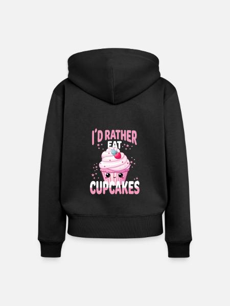 Cupcake Kawaii - Frauen Premium Bio Zip Hoodie - Schwarz
