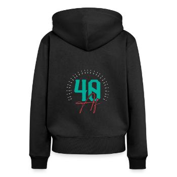 40 Af Anniversaire - Sweat à capuche zippé Premium bio Femme - noir - Dos - Julia (174cm)