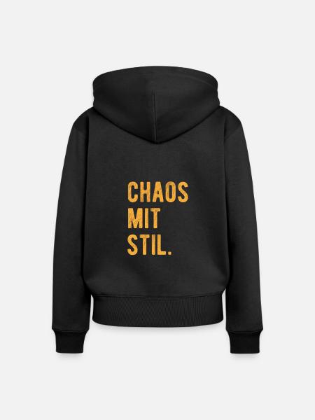Chaos Mit Stil Lustiger Spruch - Frauen Premium Bio Zip Hoodie - Schwarz